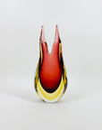 1950s MURANO CRANBERRY GOLD SWUNG GLASS VASE