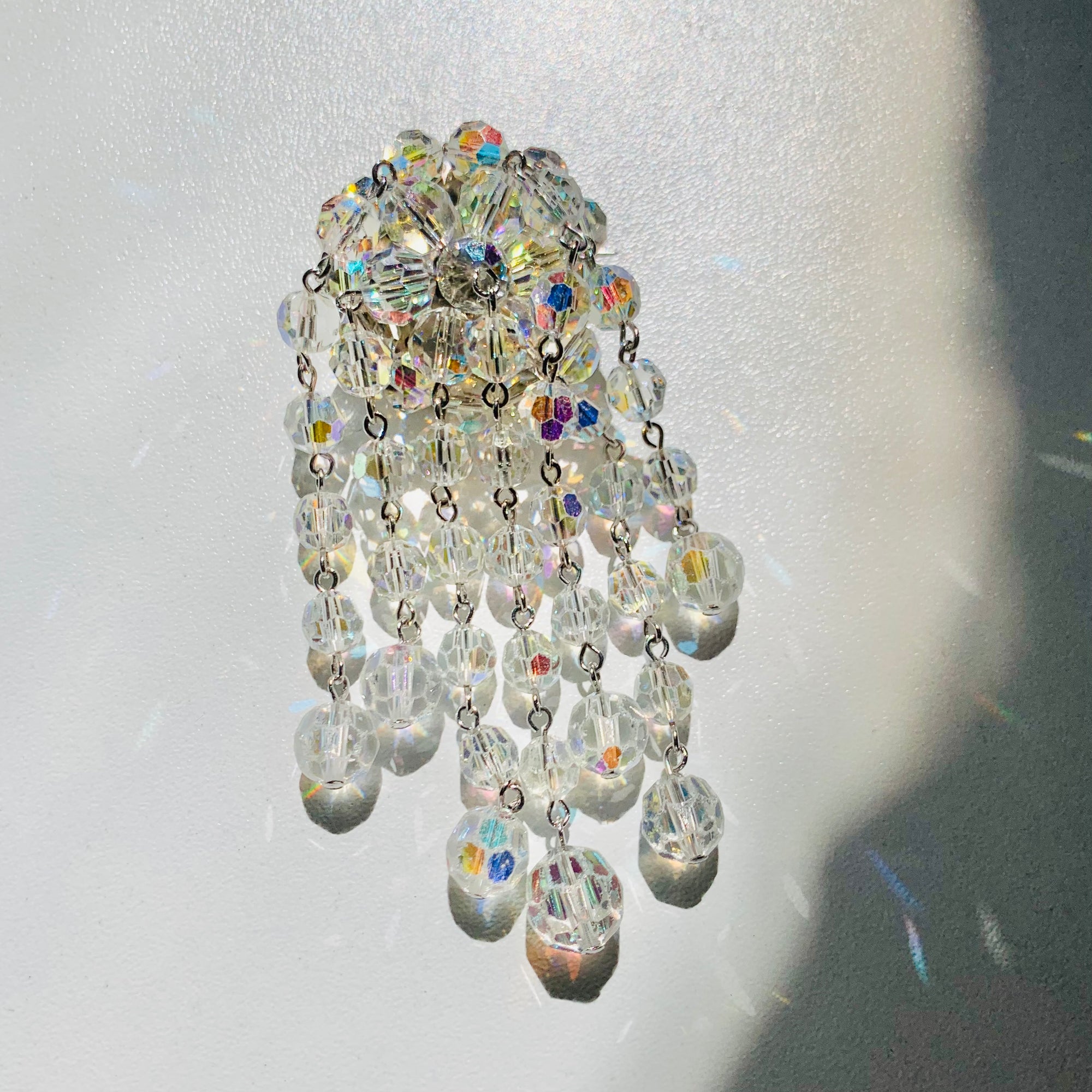 ANTIQUE BEADED CRYSTAL TASSEL BROOCH