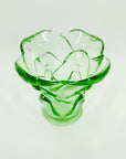 ANTIQUE ART DECO PRESSED GREEN DEPRESSION GLASS VASE