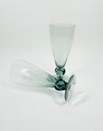 MIDCENTURY GREY GLASS CHAMPAGNE FLUTES