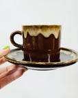 1970s JAPANESE BROWN DRIP GLAZED COFFEE CUP