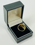 1950s 14K YELLOW GOLD DIAMOND EMERALD LEOPARD RING WITH RUBY EYES