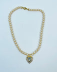 1950s GERMAN COSTUME PEARL NECKLACE WITH HEART PENDANT
