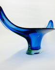 X-LARGE 1940s URANIUM MURANO BLUE SOMMERSO GLASS BOWL
