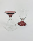 1950s ETCHED STAR PURPLE BASE SHERRY/PORT GLASSES