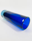 1950s TURQUOISE COBALT BLUE MURANO SOMMERSO GLASS CYLINDER BLOCK VASE