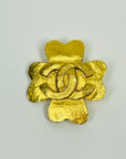 1995 CHANEL CC LOGO MARK CLOVER BROOCH