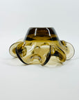 1950s MURANO BROWN PINCHED RUFFLE RIM SOMMERSO GLASS BOWL/ASHTRAY