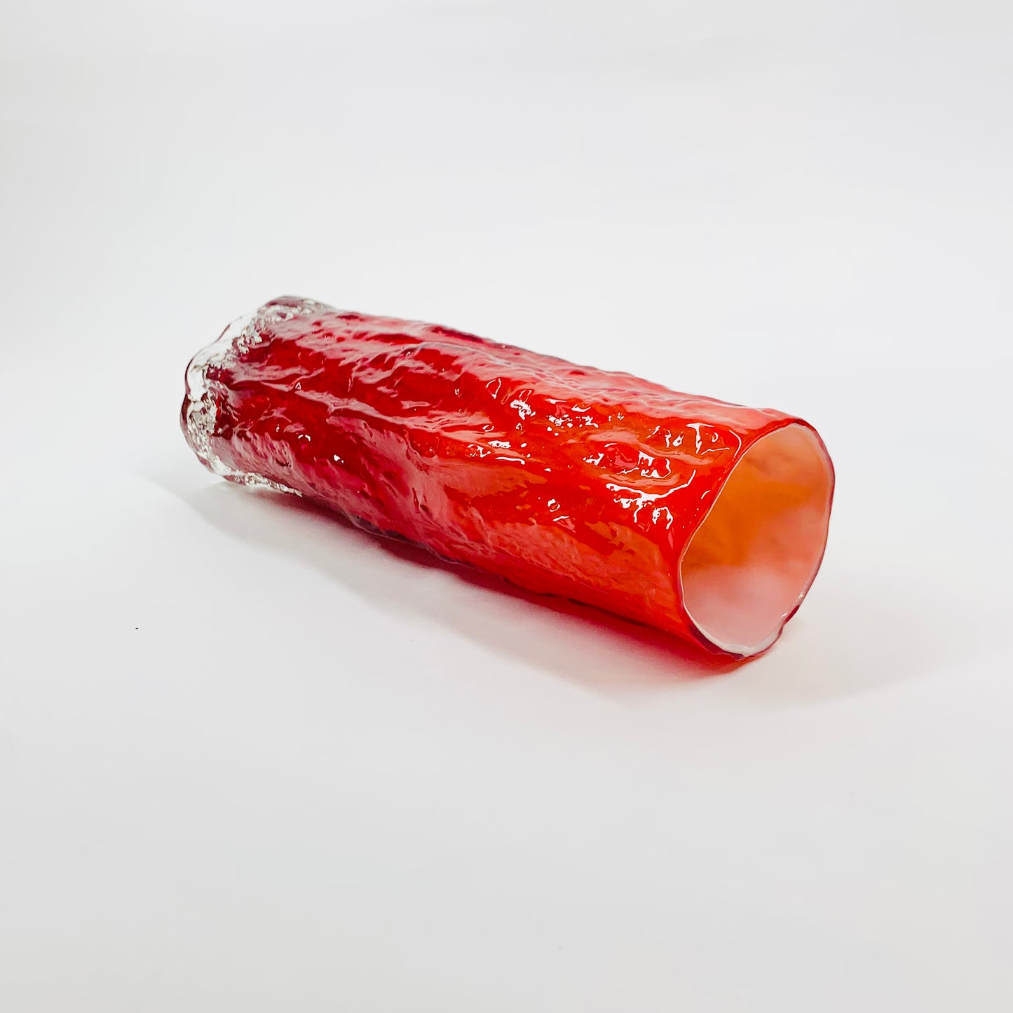 CASED RED BARK GLASS VASE