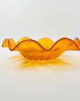1970s JAPANESE MANDARIN ORANGE GLASS FLOWER BOWL
