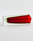 1950s RUBY RED GREEN MURANO SOMMERSO GLASS HEXAGONAL BLOCK POSY VASE