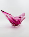1970s JAPANESE HINERI PINK OMBRE GLASS TWIST BOWL