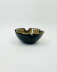 1950s CASED TURRINE BLACK GOLD MURANO GLASS PINCHED BOWL/ASHTRAY WITH AVENTURRINE