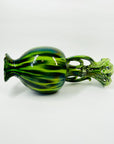 1950s JAPANESE GREEN WATERMELON GLAZED POTTERY VASE