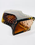 XL 1960s BROWN PURPLE AMBER TEXTURED MURANO SOMMERSO FACETED GLASS BLOCK VASE