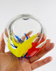 1980s ITALIAN MURANO HARLEQUIN SOMMERSO GLASS POSY VASE