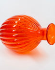 1970s ITALIAN EMPOLI ORANGE RIBBED GLASS OBLONG BOTTLE VASE