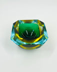 1950s FACETED MURANO GREEN BLUE GOLD GEODE BOWL