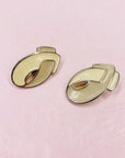 70s BEIGE ENAMEL EARRINGS