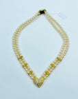 1950s GERMAN COSTUME DOUBLE STRANDS PEARL NECKLACE WITH HEART PENDANT