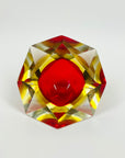 1950s FACETED MURANO RED YELLOW GEODE BOWL