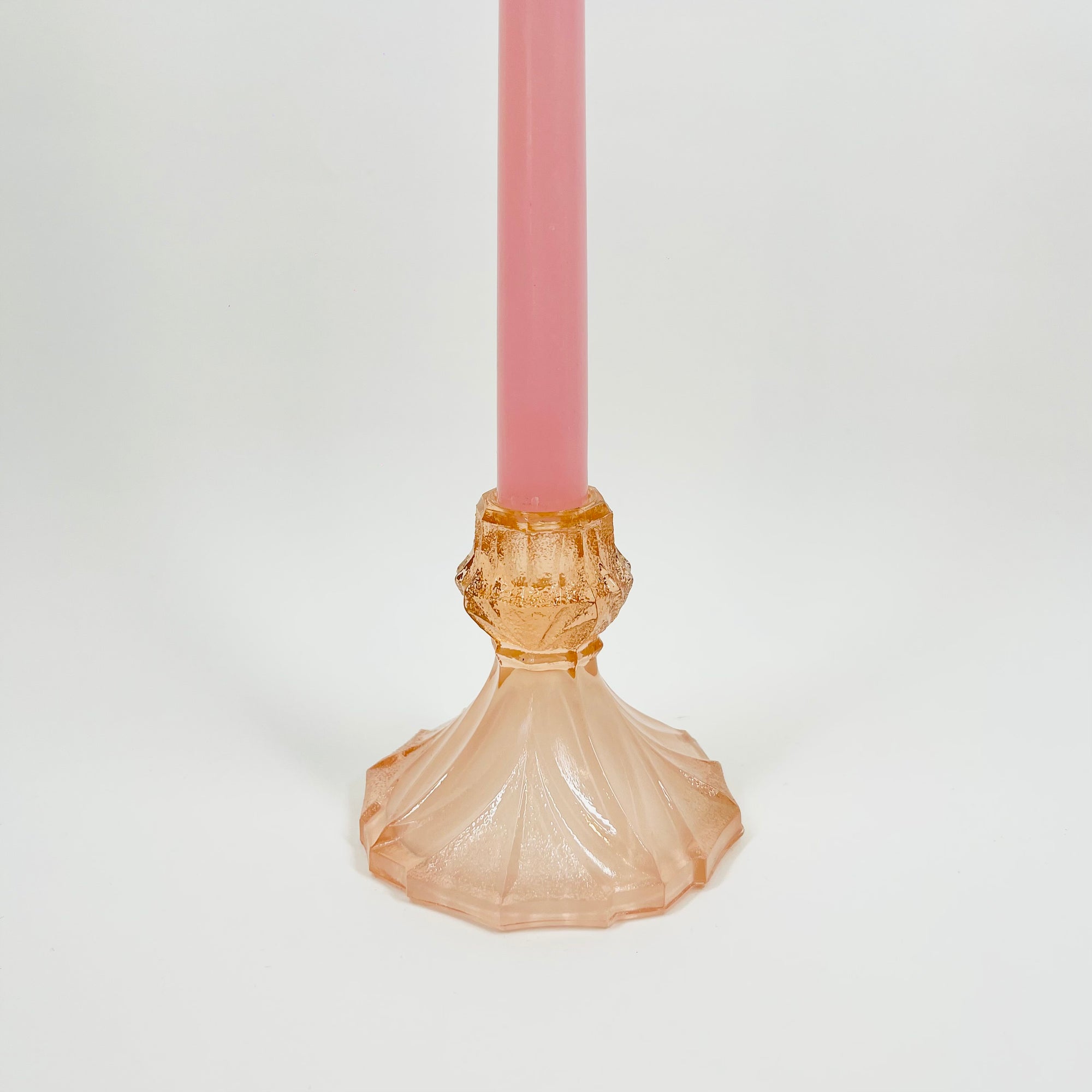 ANTIQUE ART DECO PINK SATIN GLASS CANDLE HOLDER