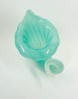 ANTIQUE MURANO TURQUOISE OPALINE GLASS CORNUCOPIA VASE