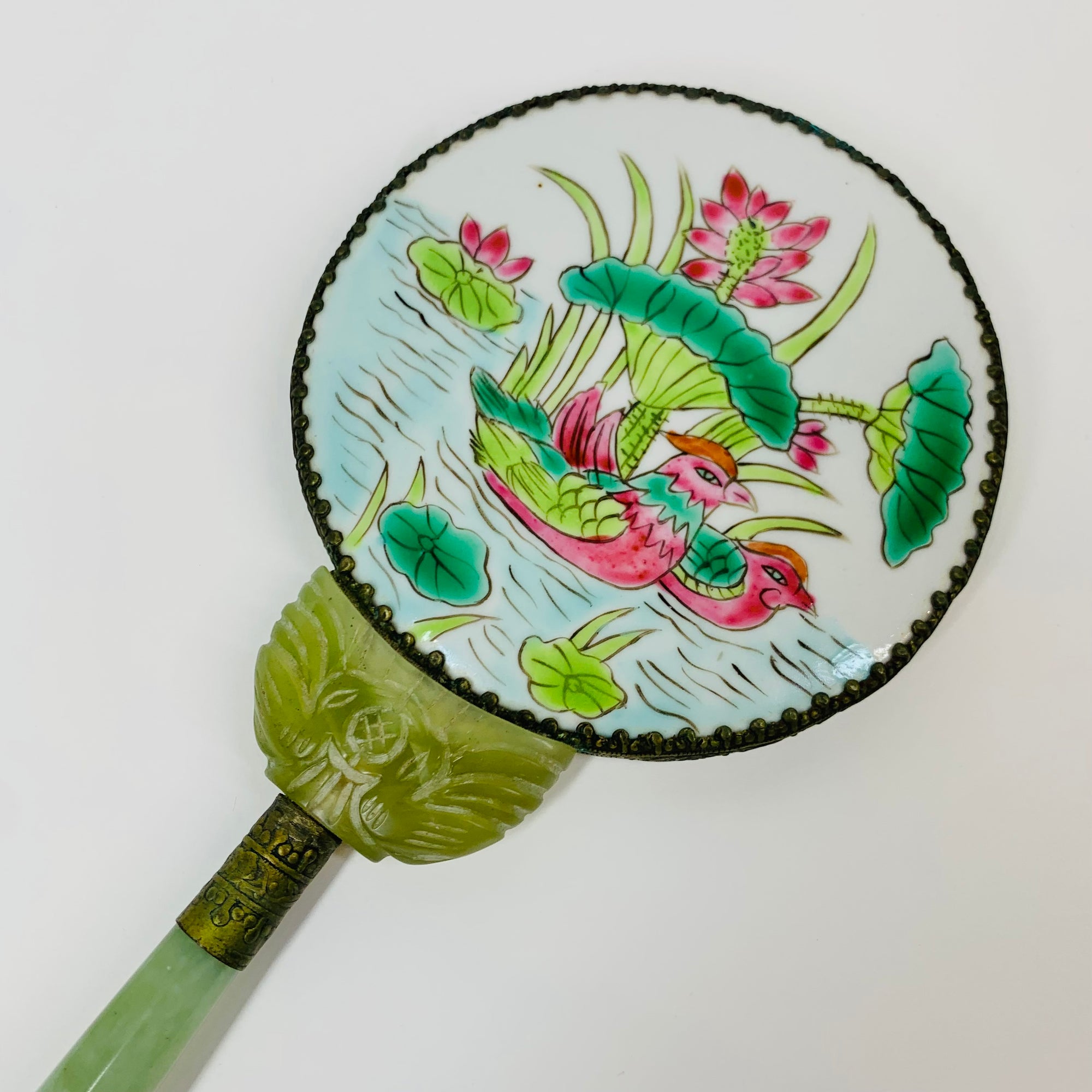ANTIQUE JADE HAND MIRROR