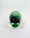 1960s GREEN BLUE HARLEQUIN MURANO SOMMERSO FACETED GLASS BLOCK VASE