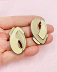 70s BEIGE ENAMEL EARRINGS