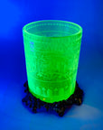 ETCHED URANIUM GLASS VASE