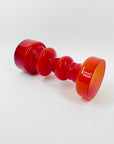 1960s JAPANESE CASED RED ORANGE GLASS HOOP VASE/CANDLE HOLDER