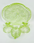 ANTIQUE ART DECO URANIUM GLASS VANITY SET