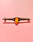 ANTIQUE EDWARDIAN SILVER AMBER BROOCH