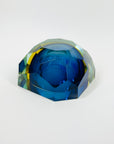 1950s MURANO MANDRUZZATO COBALT BLUE AMBER SOMMERSO DIAMOND FACETED GLASS BOWL