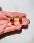 1990s TEXTURED TWIST ROPE OLD MONEY HOOPS PIERCED EARRINGS