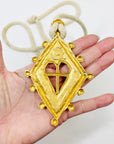 1980s HAND MADE CANADIAN CHRISTIAN LACROIX STYLE BRASS PENDANT NECKLACE