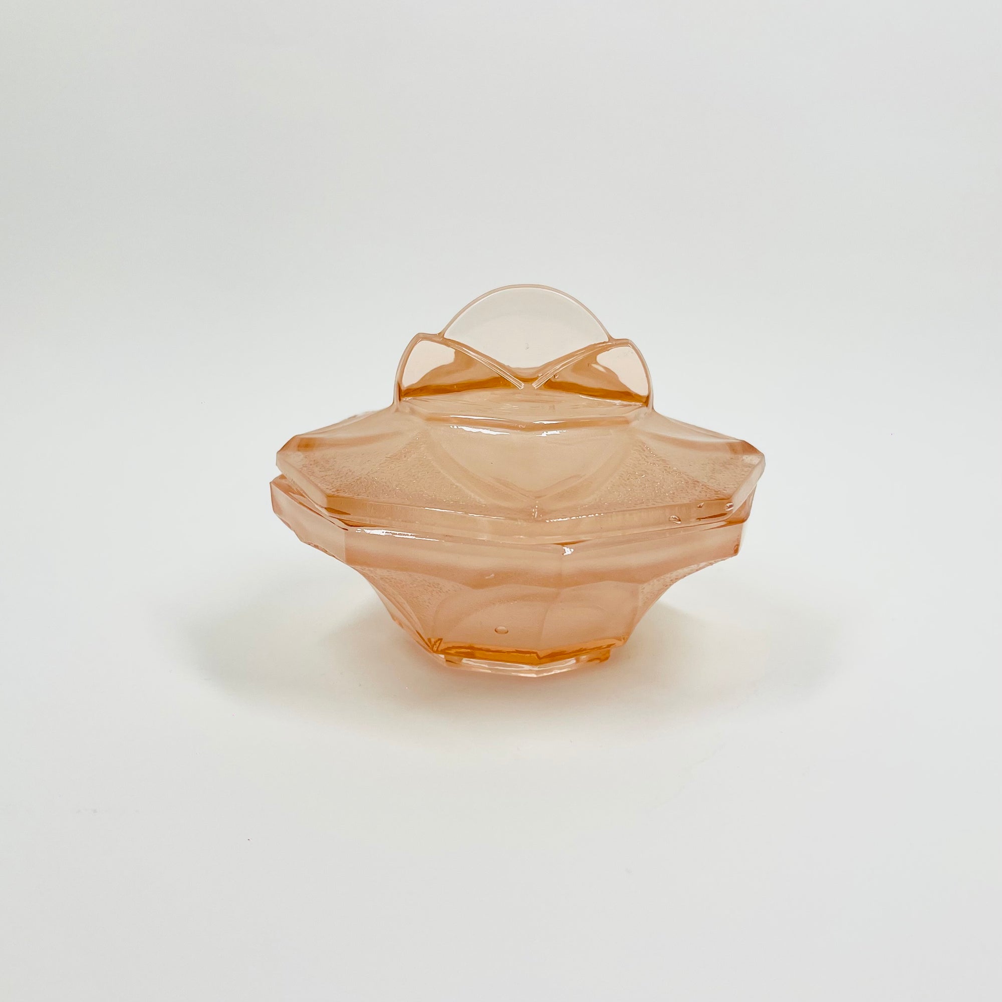 ANTIQUE ART DECO PINK SATIN GLASS LIDDED BOX