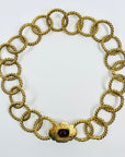 LIMITED EDITION 2005 CHANEL RED GRIPOIX MEDALLION PENDANT WITH FILIGREE HOOP LINKS NECKLACE