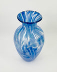 1980s JAPANESE BLUE SPATTER SWIRLS GLASS VASE