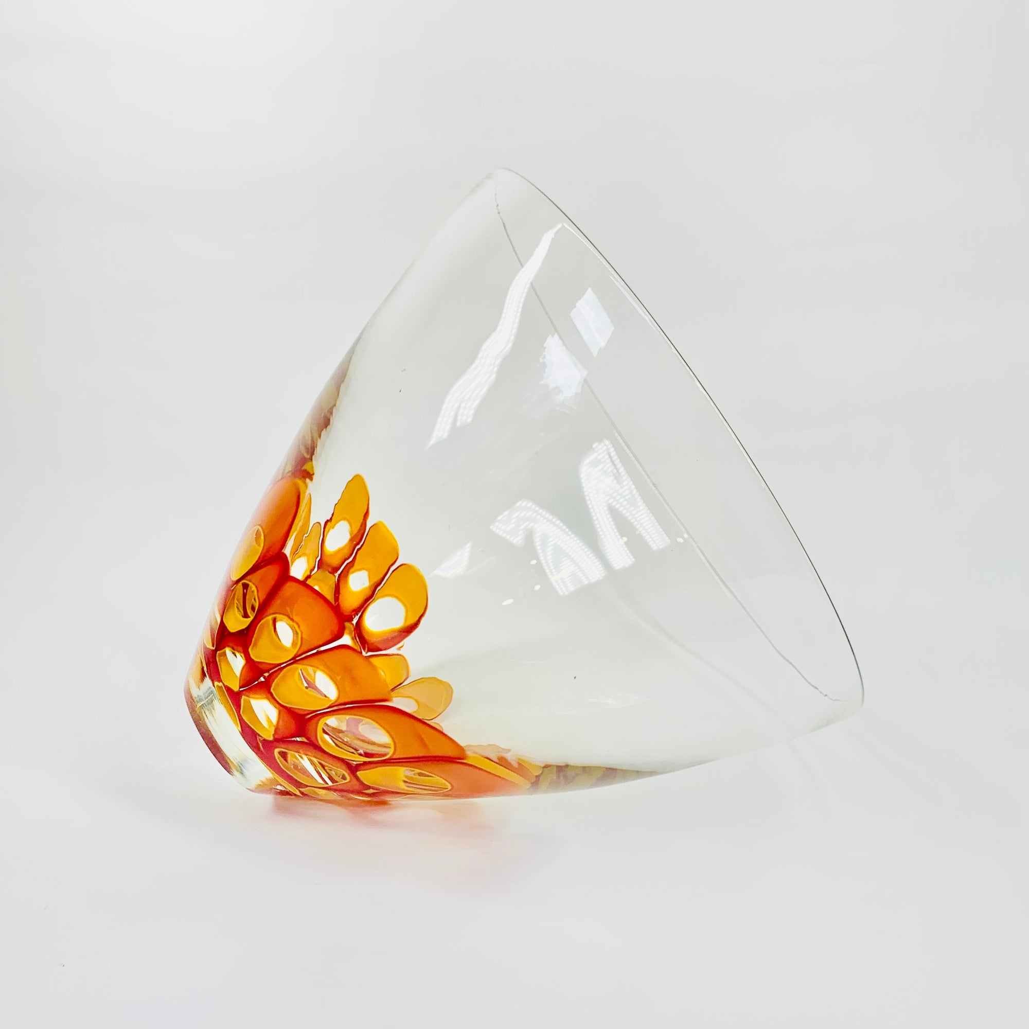 ORANGE ABSTRACT ART GLASS VASE