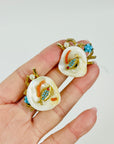 1950s CORAL SEASHELLS EARRINGS BROOCH SUITE