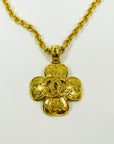 1996 CHANEL FILIGREE CROSS LOGO MEDALLION PENDANT NECKLACE WITH FANCY LINKS