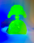 URANIUM GLASS SITTING NUDES PERFUME BOTTLE