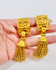 1980s CHANEL CC FILIGREE LOGO TASSELS DROP CLIP ON EARRINGS