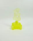 URANIUM GLASS PERFUME BOTTLE WITH FLORAL STOPPER