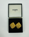 1980s CHANEL LOGO FILIGREE ARABESQUE DIAMOND CLIP ON EARRINGS