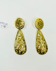LARGE 1980s GOLD PLATED ORNATE FILIGREE CLIP ON EARRINGS