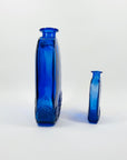 1950s SPANISH COBALT BLUE PRESSED GLASS BOTTLE VASE