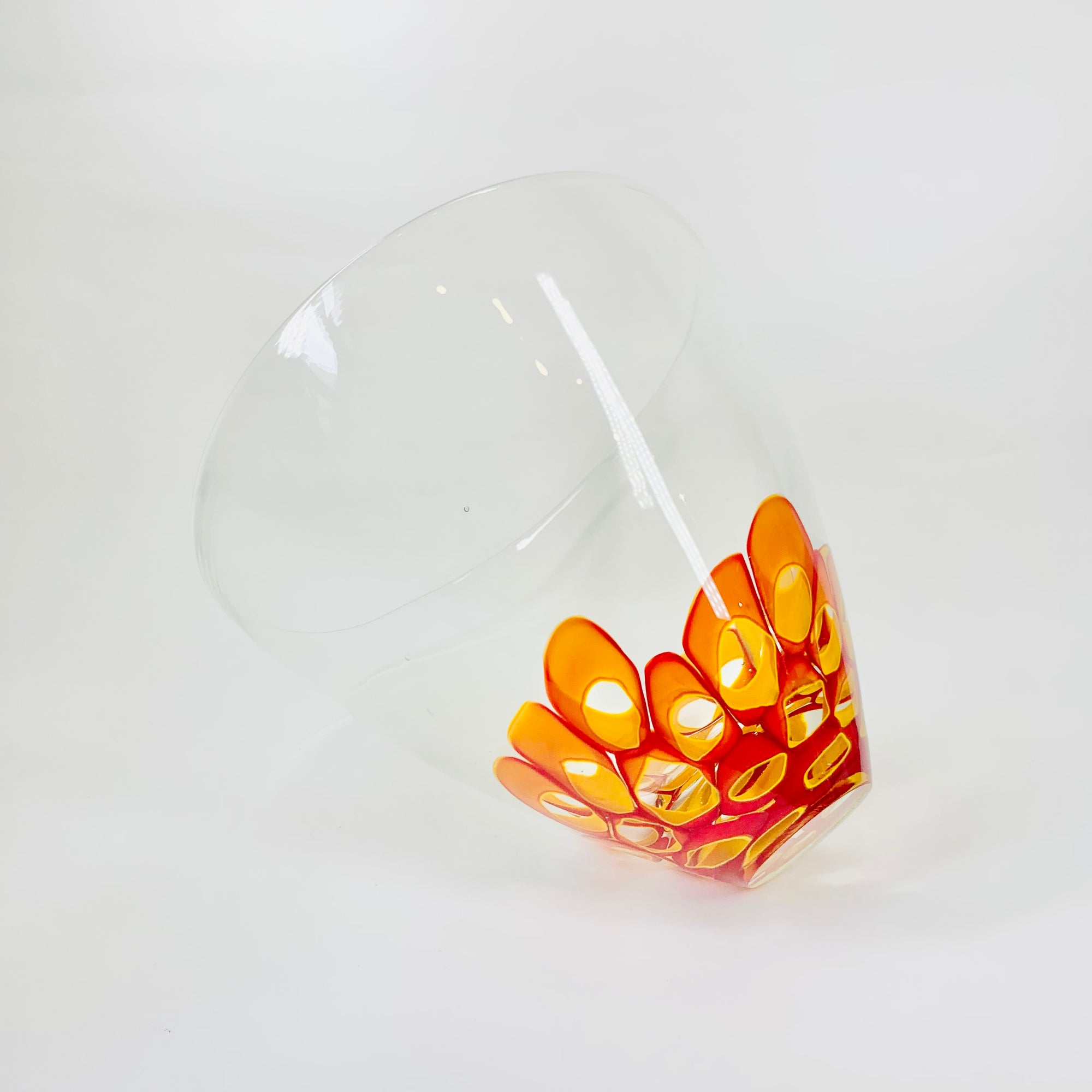 ORANGE ABSTRACT ART GLASS VASE